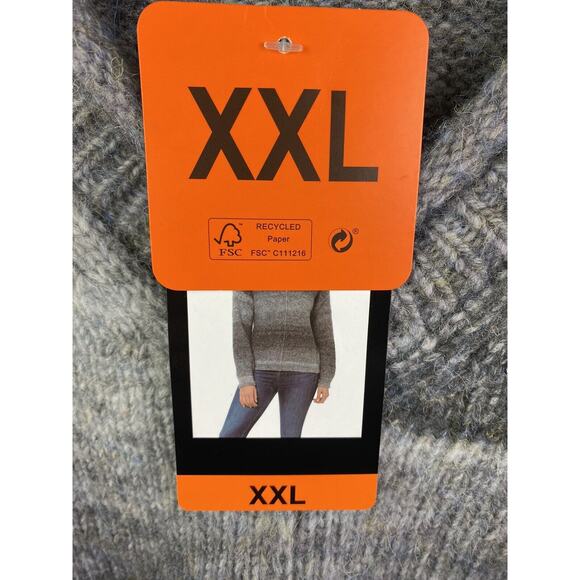 NWT Briggs Women's Ombre V-Neck Drop-Shoulder Sweater Gray, Black XXL - Picture 4 of 5